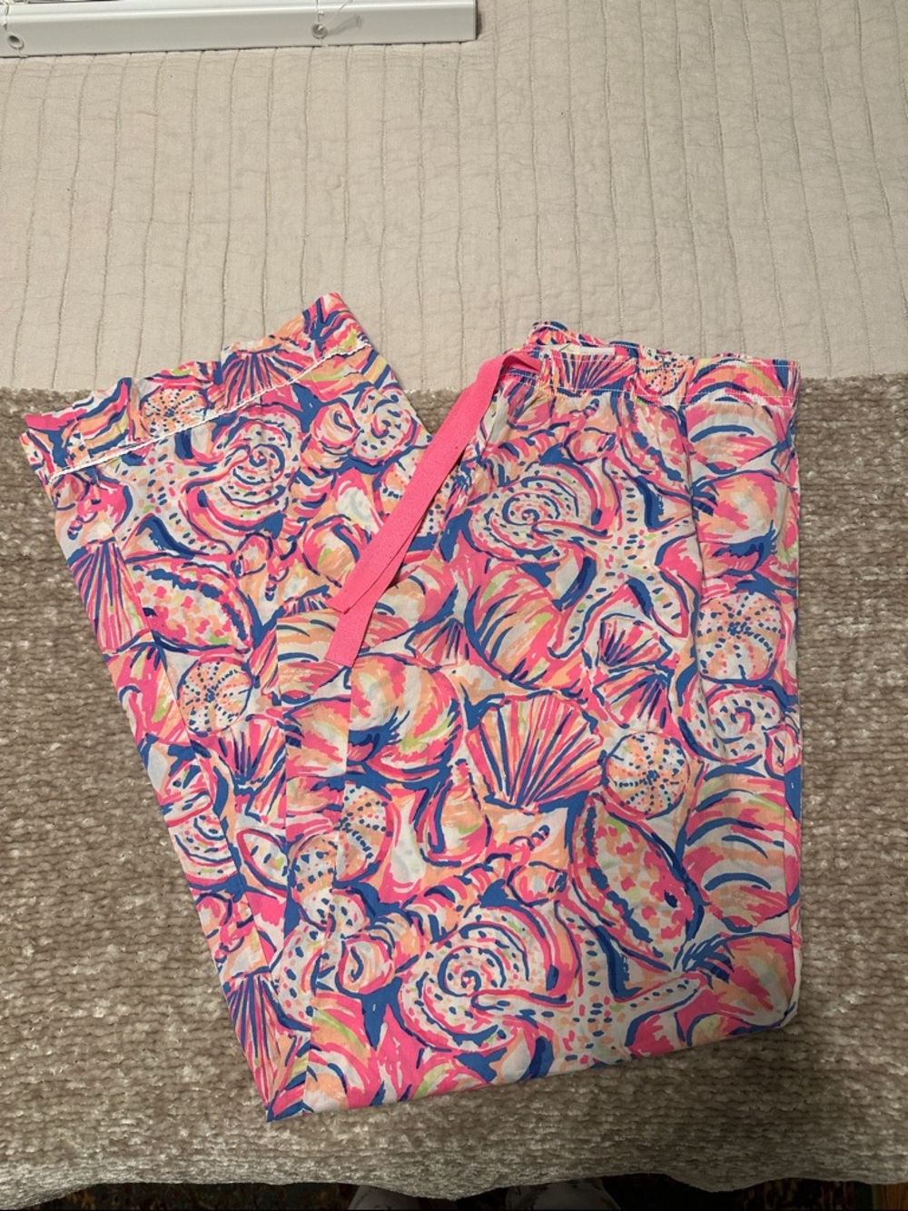 Lilly Pulitzer Pink, Navy & Coral Seashell Print PJ Pants